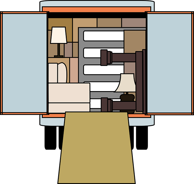 naložené stěhovací auto